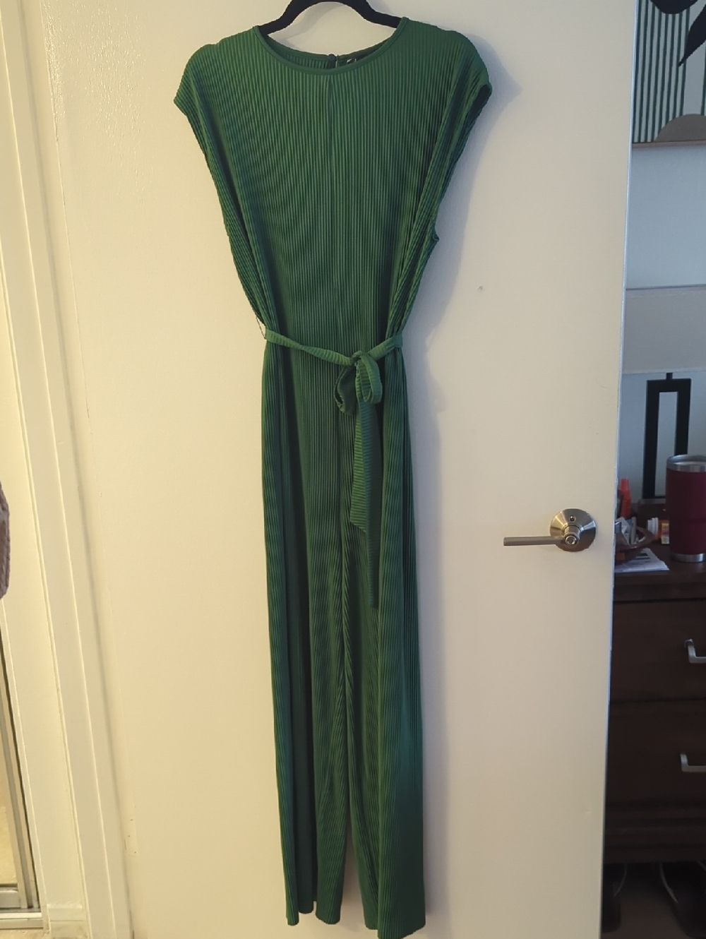 Mango Green Pleated Jumpsuit With Sash